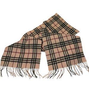 Burberry Cashmere Scarf in Black, Cream, and Red unisex
